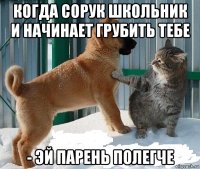 когда сорук школьник и начинает грубить тебе - эй парень полегче