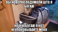 вы новерно подумоли што я богаж но я небогаж я кот неупоковывайте меня