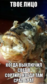 твое лицо когда выключил свет в сортире,когда там срал брат