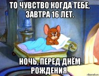 то чувство когда тебе, завтра 16 лет. ночь, перед днём рождения.