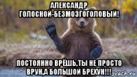 александр голосной-безмозгоголовый! постоянно врёшь,ты не просто врун,а большой брехун!!!