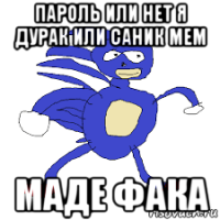 пароль или нет я дурак или саник мем маде фака