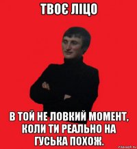 твоє ліцо в той не ловкий момент, коли ти реально на гуська похож.