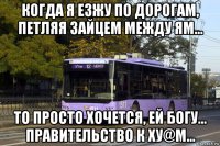 когда я езжу по дорогам, петляя зайцем между ям... то просто хочется, ей богу… правительство к ху@м…