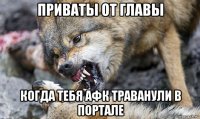 приваты от главы когда тебя афк траванули в портале