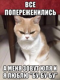 все попереженились а меня зовут юля и я люблю ''бу-бу-бу''