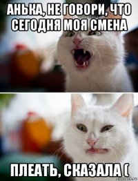 анька, не говори, что сегодня моя смена плеать, сказала (