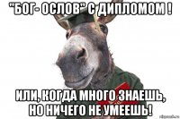 "бог- ослов" с дипломом ! или, когда много знаешь, но ничего не умеешь!