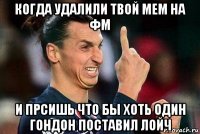 когда удалили твой мем на фм и прсишь что бы хоть один гондон поставил лойч