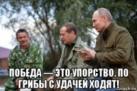  победа — это упорство. по грибы с удачей ходят!