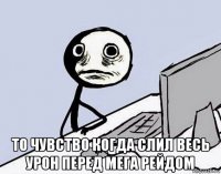  то чувство когда слил весь урон перед мега рейдом
