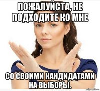 пожалуйста, не подходите ко мне со своими кандидатами на выборы.