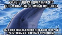 учёные еще раз доказали что дельфины самые умные существа вы когда нибудь видели дельфина который тратит гемы и не покупает строителей?