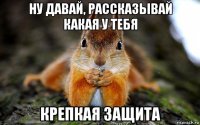 ну давай, рассказывай какая у тебя крепкая защита