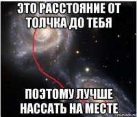 это расстояние от толчка до тебя поэтому лучше нассать на месте