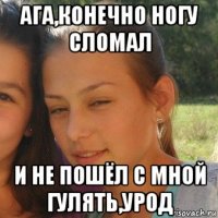 ага,конечно ногу сломал и не пошёл с мной гулять,урод