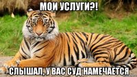 мои услуги?! слышал, у вас суд намечается