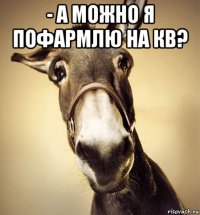- а можно я пофармлю на кв? 