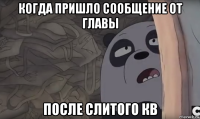 когда пришло сообщение от главы после слитого кв