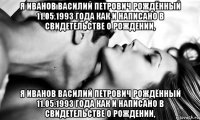 я иванов василий петрович рождённый 11.05.1993 года как и написано в свидетельстве о рождении, я иванов василий петрович рождённый 11.05.1993 года как и написано в свидетельстве о рождении,
