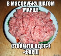 в мясорубку шагом марш! стой! кто идёт?! -фарш