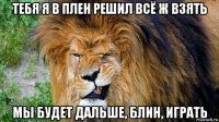 тебя я в плен решил всё ж взять мы будет дальше, блин, играть