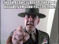 эй гой ,веди себя терпеливо,а то накажу,бомбами расстреляю! 