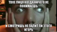 твое лицо когда ничего не понимаешь и смотришь не палит ли этого игорь