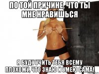 по той причине, что ты мне нравишься я буду учить тебя всему плохому, что знаю и умею сама!