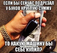 если бы сейчас подрезал у буков круглую сумму то какую машину бы себе купил?