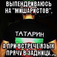 выпендриваюсь на "мишаристов", а при встрече язык прячу в задницу.
