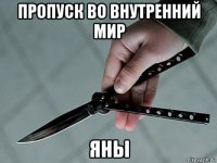 пропуск во внутренний мир яны