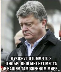  -я ухожу,потому что я ченобровый,мне нет места в вашем таможенном мире