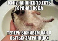 ох ну наконец то.есть горячая вода теперь заживем,как в сытых заграницах