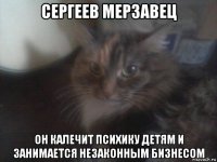 сергеев мерзавец он калечит психику детям и занимается незаконным бизнесом