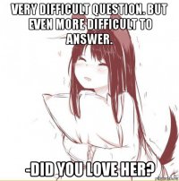 very difficult question. but even more difficult to answer. -did you love her?