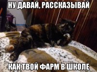 ну давай, рассказывай как твой фарм в школе