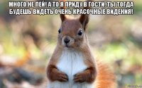 много не пей! а то я приду в гости. ты тогда будешь видеть очень красочные видения! 