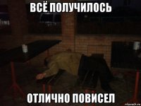 всё получилось отлично повисел