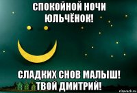 спокойной ночи юльчёнок! сладких снов малыш! твой дмитрий!