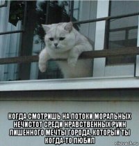  когда смотришь на потоки моральных нечистот среди нравственных руин лишенного мечты города, который ты когда-то любил