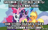 запомни это, прежде чем ты пойдёшь в мир пони... они готовы выебать тебя в попу своими копытами!