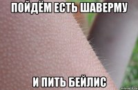 пойдём есть шаверму и пить бейлис
