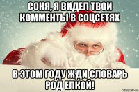 соня, я видел твои комменты в соцсетях в этом году жди словарь род елкой!