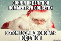 соня, я видел твои комменты в соцсетях в этом году жди словарь под елкой!