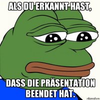 als du erkannt hast, dass die präsentation beendet hat.