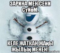 зарина мен сени сүйөм. келе жаткан жаңы жылың менен!