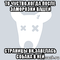 то чуство,когда после заморозки вашей страницы вк,завелась собака в ней