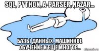 sql, python, a-parser, nazar... базы данных, машинное обучение и ещё многое...