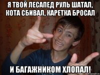 я твой лесапед руль шатал, кота сбивал, каретка бросал и багажником хлопал!